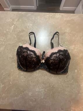 Adore Me Emanuelly Push-Up Balconette Bra in Black and Pink
